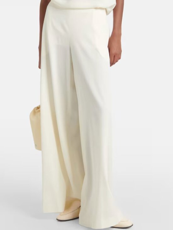 The Row Pants - The Row Dela Cream Wool Elephant leg Trousers